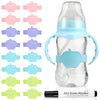 Fuutreo 16 Pcs Baby Bottle Labels For Daycare Labels Reusable Waterproof Silicone Name Bands Writable Baby Bottle Name Tags Esse