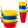 Plaskidy Cereal Bowls With Straws And Kids Straw Cups - Set Of 4 Bowls With Straws For Kids, And 4 Straw Cups For Kids Bpa Free