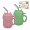 MCGMITT Silicone Baby Sippy Cup, 2 Pack Spill Proof Straw Cup for 6 12 18 Months, 5oz BPA Free Non Toxic Toddlers Training Cup w