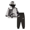 Nike Baby Boy All Day Play All Over Print Hooded Jacket & Jogger Pants 2 Piece Set (B(66J903-023)/W, 24 Months)