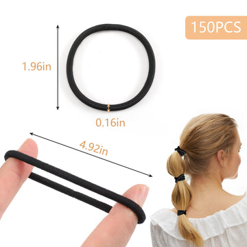 150Pcs Elastic Hair Ties, No Crease Hair Ponytail Holders For Women, Men, Girls And Boys, Large No Damage Hair Ties For Thick Th