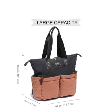 Esvan Diaper Tote Bag Totepack Backpack 2 In 1 For Women Multifunctional Large Capacity With Insulated Pockets Travel (Black Bro