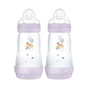 Mam Easy Start Matte Anti-Colic Baby Bottles, 9 Oz (2 Count), Medium Flow Nipples, Baby Girl, 2 Count