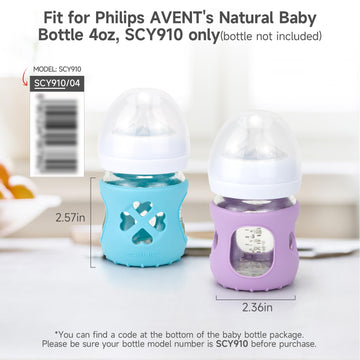 Morlike Silicone Baby Bottle Holder Sleeves Fit For Philips Avent Natural Glass Baby Bottles 4Oz, 100% Silicone Baby Bottle Cove