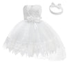 Lzh Baby Girl Party Dress Baby Christening Outfit Girl Baby Girl Dresses 0-3 Months Fancy First Baptism Elegant Party D-White