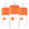 Popyum 9 Oz Orange Anti-Colic Formula Making/Mixing/Dispenser Baby Bottles, 3-Pack (With #2 Nipples)