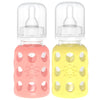 Lifefactory Glass Baby Bottles With Silicone Protection - 2-Pack, 4 Ounce Bottles, Cantaloupe & Banana