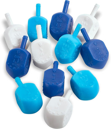 Zion Judaica Hanukkah Dreidels Multi Blue White Medium Dridels Bulk Plastic Drydlech Hebrew Letters And English Transliteration