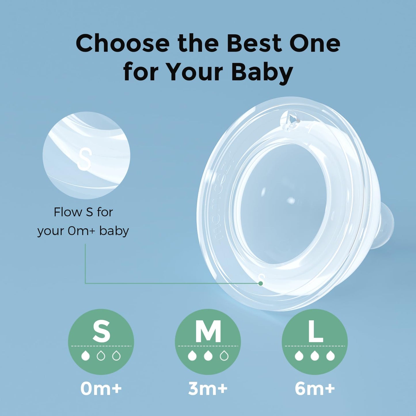 Momcozy Soft Baby Nipple Premium Natural Flow Silicone For Wide-Neck Bottles, Bpa-Free, Perfectly Compatible With Momcozy Breast