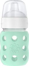 Lifefactory 8-Ounce Wide Neck Glass Baby Bottle With Protective Silicone Sleeve And Sippy Spout, Mint (Lg2251Wmi4)
