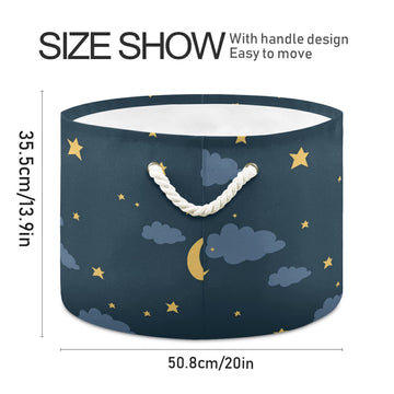 Alaza Night Sky With Moon Stars And Cloud Storage Basket Gift Baskets Large Collapsible Laundry Hamper With Handle, 20X20X14 In,