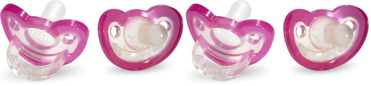 RaZbaby JollyPop Baby Pacifier Plus, 3m+, Pink, Double Pack (Pack of 2)