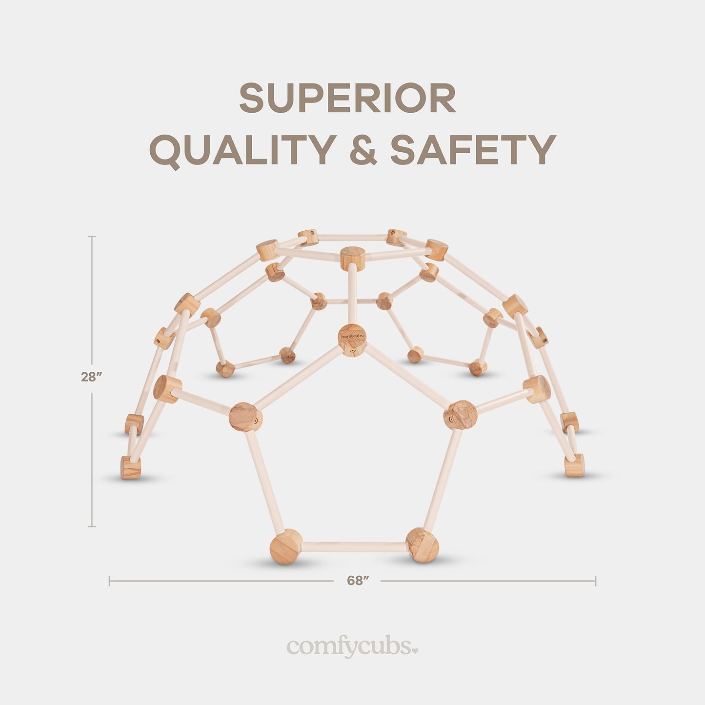 Comfy Cubs Wooden Toddler Play Gym For 3-6 Years Old - Montessori Climber For Kids - Safe Climbing Toy Support Up To 120 Lbs - E