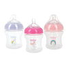 Nuby 3-Pack Infant Feeding Bottles With Slow Flow Breast Size Silicone Nipple: 0+ Months, 6Oz, 3 Pack Set: Delicate Star, Rainbo