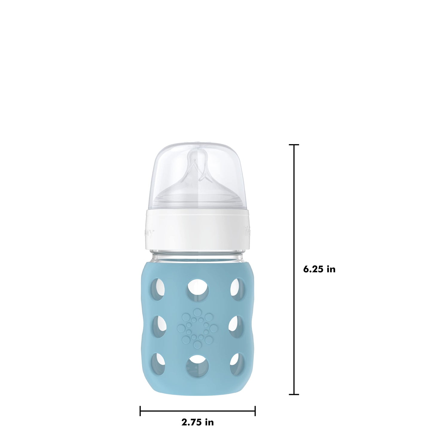 Lifefactory 8-Ounce Wide Neck Glass Baby Bottle With Protective Silicone Sleeve And Stage 2 Nipple, Denim (Lg2211Wde4)