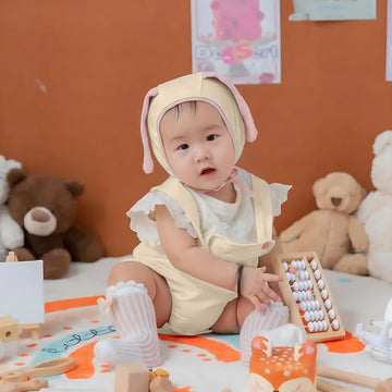 Agqt Baby Girls 1St Easter Outfit Set Halloween Bunny Costume One Piece Romper Overalls With Rabbit Ear Hat Size 12-18 Months(80