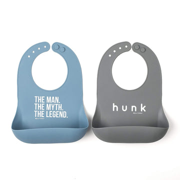 Bella Tunno Wonder Bib 2Pk - Adjustable Silicone Baby Bibs For Girls & Boys, Durable And Waterproof Bpa Free Silicone, The Man &