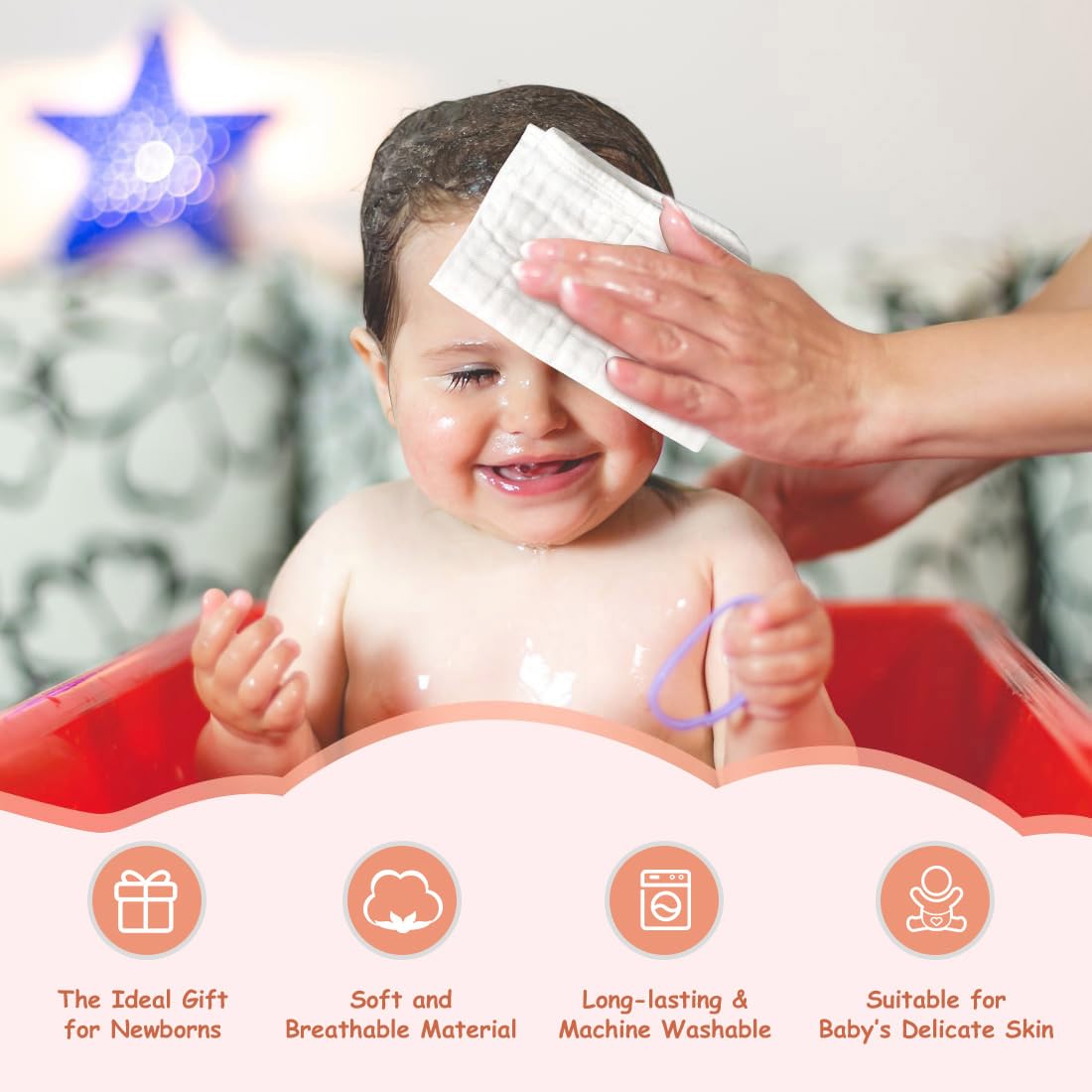 Aidea Baby Washcloths And Burp Cloths, Absorbent Cotton Muslin Baby Towels, Large Soft Breathable Newborn Essentials For Boys An