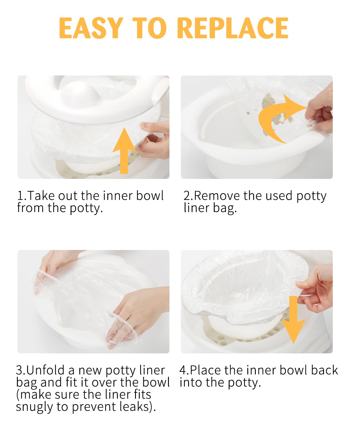 50 Pcs Potty Liners For Ingenuity Summer Infant My Size Potty Pro, Toilet Seat Potty Bags Cleaning Bag For Kids Toddlers, Conven