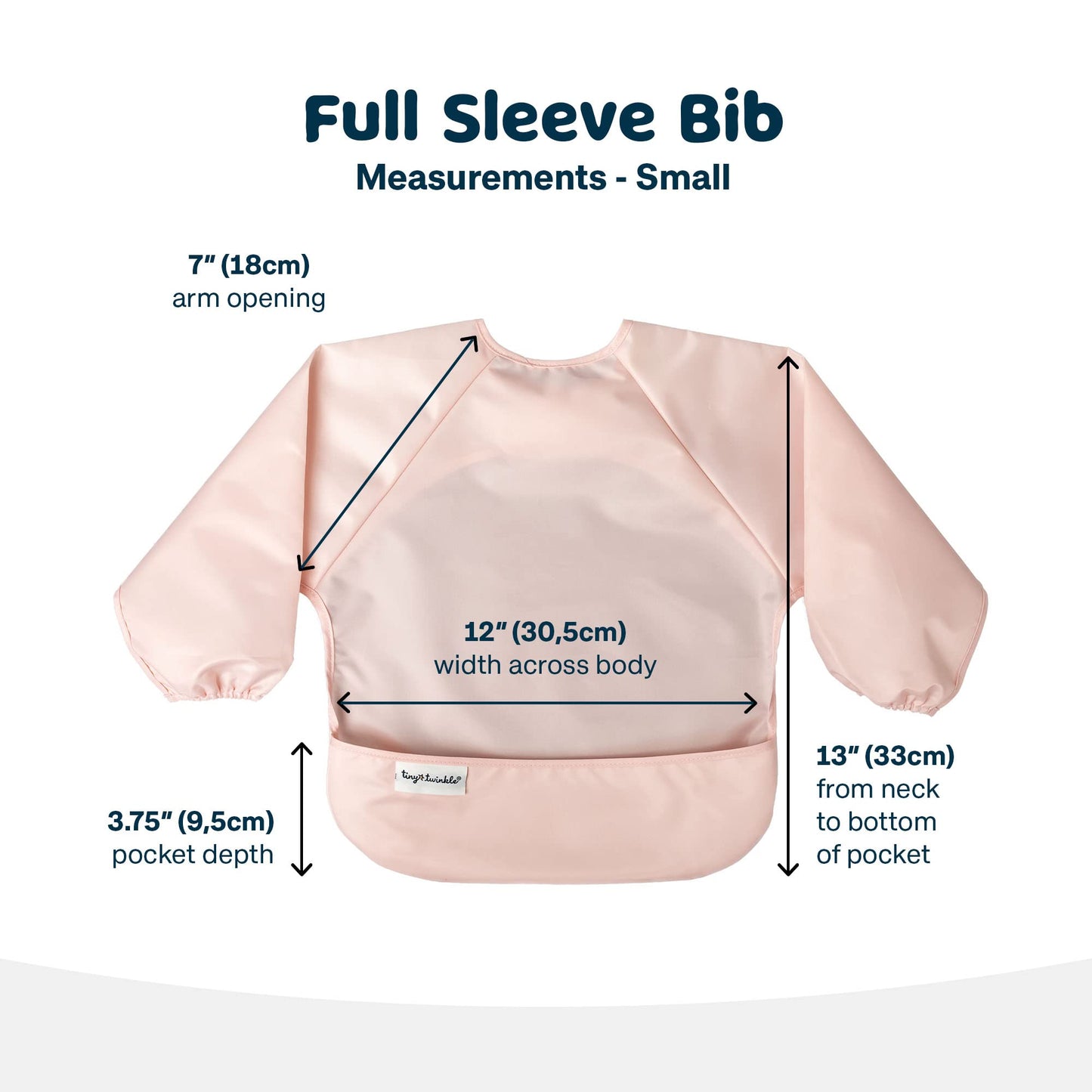 Tiny Twinkle Mess Proof Baby Bib, 2 Pack Long Sleeve Bib Outfit, Waterproof Bibs For Toddlers, Machine Washable, Tug Proof (Rose