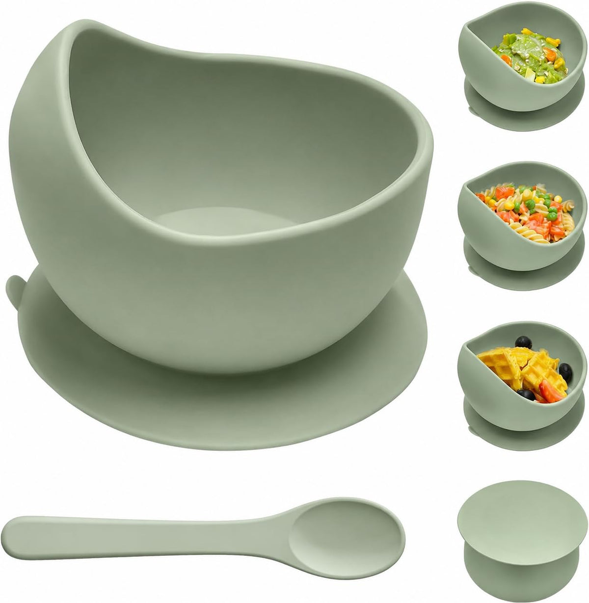 ORIVOX Silicone Baby Suction Bowl with Spoon, 12 oz Baby Feeding Bowl Set, BPA Free Food Grade Silicone, Strong Suction Base for