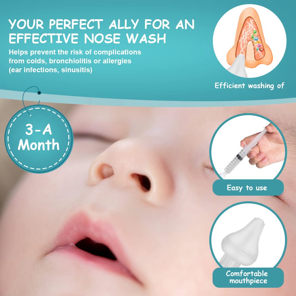 Baby Nasal Aspirator, 4Pcs Nasal Irrigator For Baby, Portable Infant Nose Cleaner, Professional Baby Nasal Irrigator, For Newbor