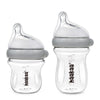Haakaa Gen.3 Natural Glass Baby Bottle Set 4.2Oz & 6Oz - Wide Neck Anti-Colic Slow Varibale Flow Nipple, 0M+ 3M+ 6M+ Breastfed B