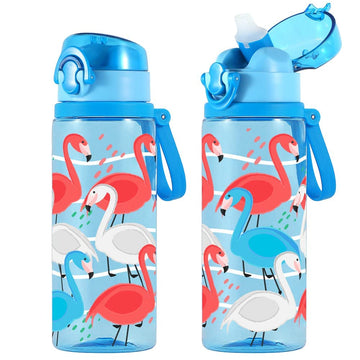 Home Tune Cute Water Bottle For School Kids Girls Boys, Soft Silicone Straw & Bpa Free & Leak Proof & Easy Clean, 24Oz / 700Ml -