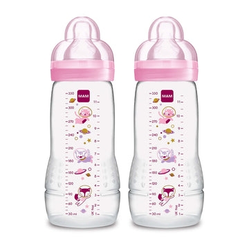 Mam Easy Active Baby Bottle 11Oz, Easy Switch Between Breast And Bottle, Easy To Clean, 4+ Months, Girl