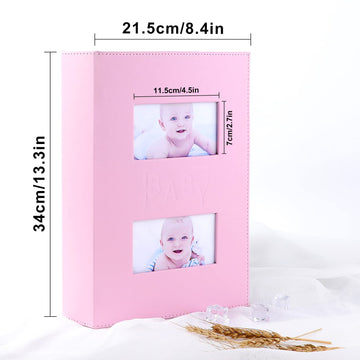 Ywlake Baby Girl Photo Album 4X6 300 Pocket Pictures, Leather Cover Newborn Shower Girl Bebe Album Holds 300 Horizontal Pictures