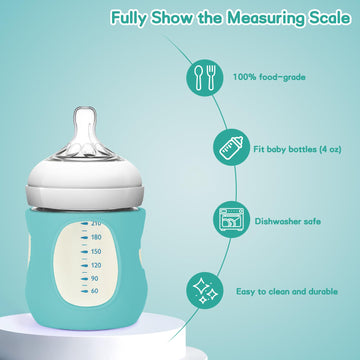 Audrwall Silicone Sleeves For Avent Natural Glass Baby Bottles, Bpa Free, Anti Breakage Baby Bottle Holder (Blue + Green + White