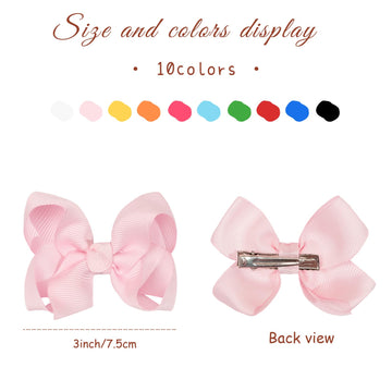 20Pcs 3 Inch Hair Bows For Girls Grosgrain Ribbon Toddler Hair Accessories With Alligator Clips For Toddlers Baby Girls Kids Tee