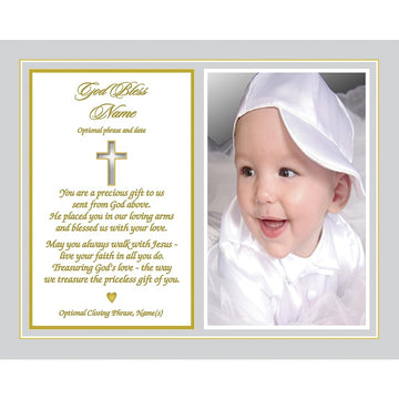 Poetry Gifts Baby Baptism Blessing For Boy Or Girl, Personalized With Name, Date And Photo, 8X10 Inch Custom Print