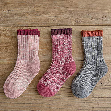 Inobay Baby Boys Girls Socks - 6 Pairs Toddler Thick Warm Seamless Chunky Knit Cotton Socks Kid Cotton Crew Socks (M(3-5T), Girl