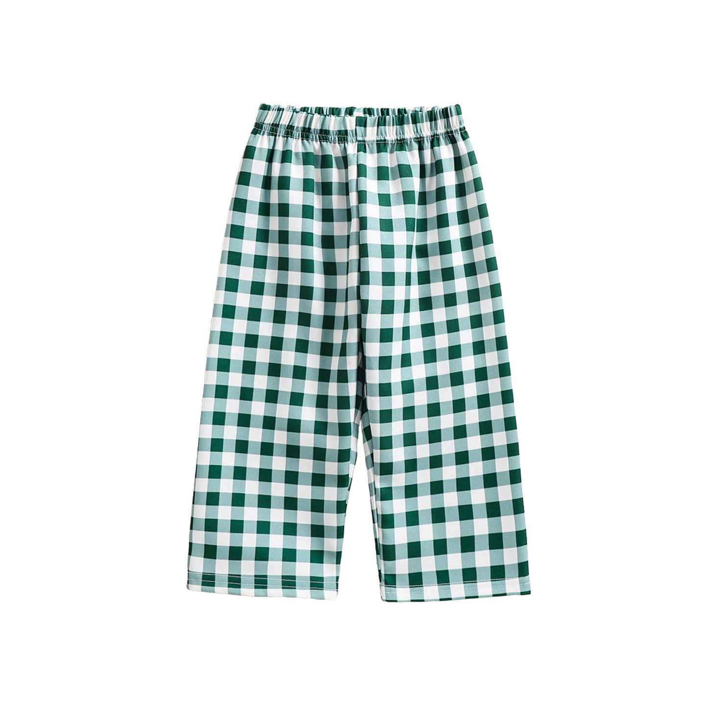 Toddler Baby Boy Girl Gingham Pants Retro Elastic Waist Checkered Plaid Long Pants Casual Sweatpants Bottoms (Green, 9-12 Months