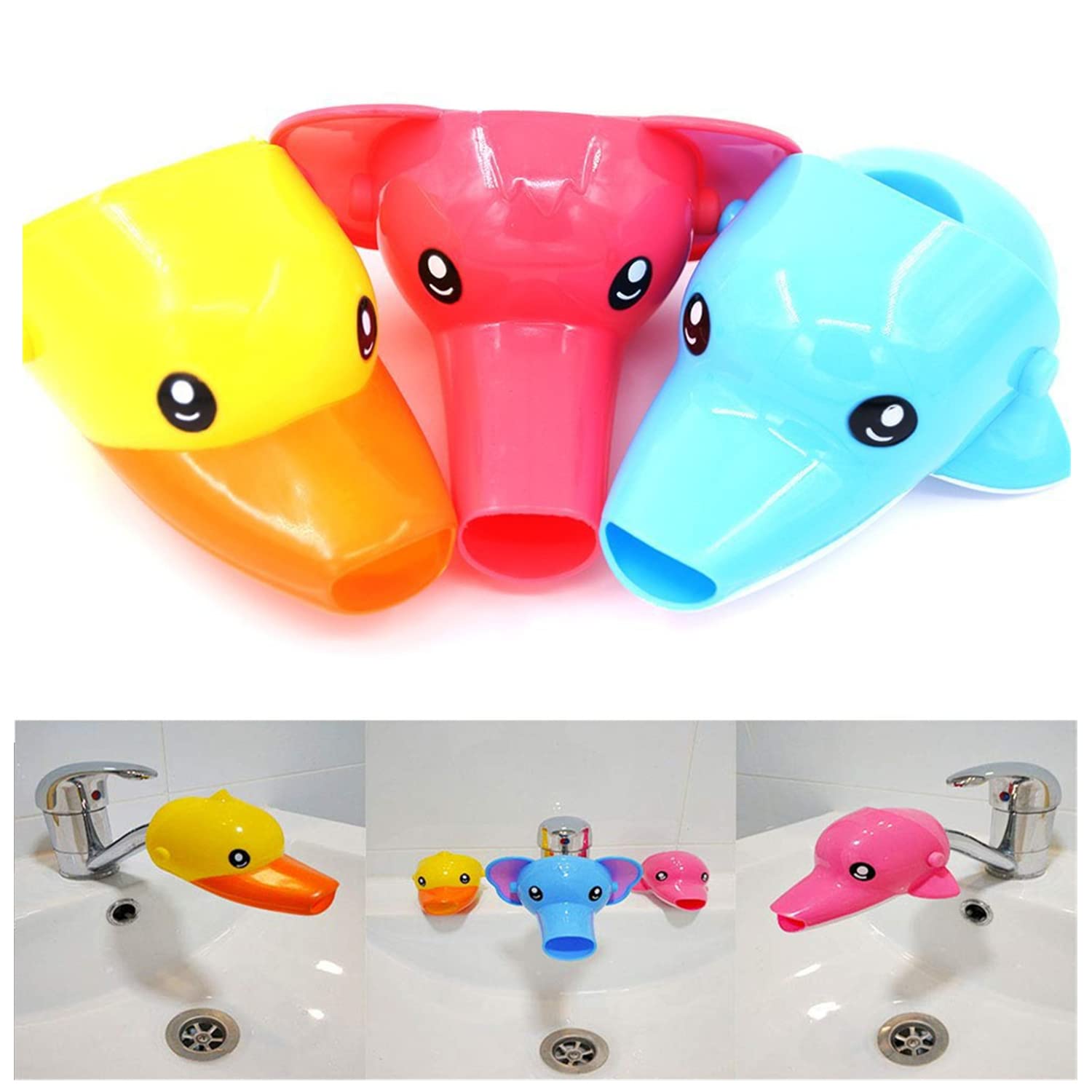 Faucet Extender For Kids, Evsofmlf 3Pcs Faucet Cover Cartoon Faucet Extender Sink Hand Extender Washing For Children, Toddler, B