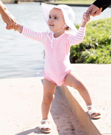 Rufflebutts White Sun Protective Hat - 12-24M
