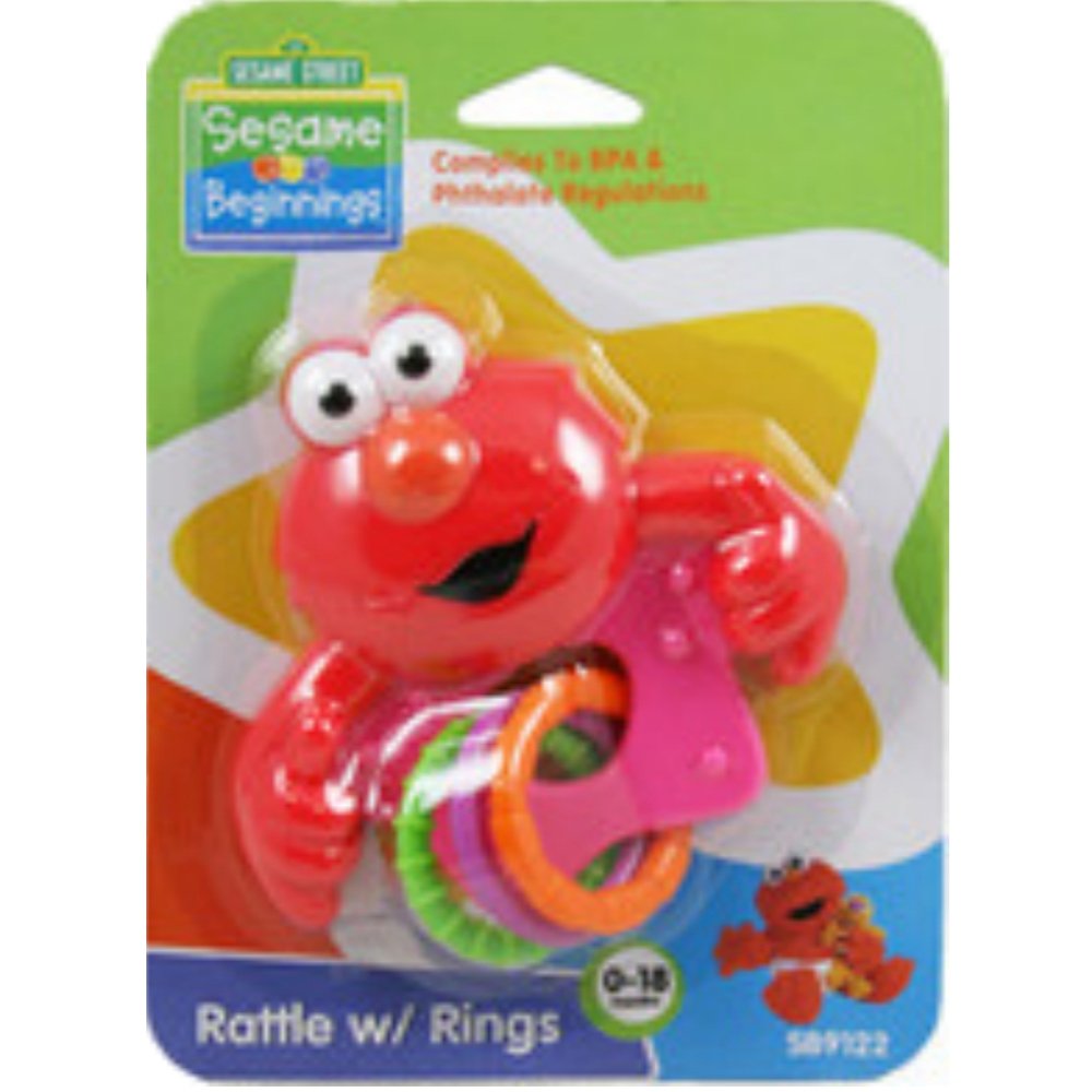 Sesame Street Elmo Rattle With Rings, Bpa Free