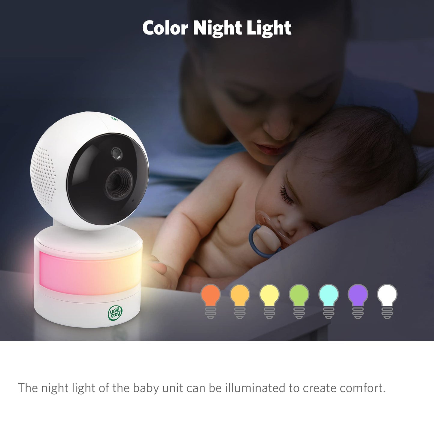 Leapfrog Lf2513 Baby Monitor, 2.8' Ips Lcd Screen, Pan-Tilt-Zoom, 1000Ft Range, Night Vision, Soothing Lullabies, Night Light,