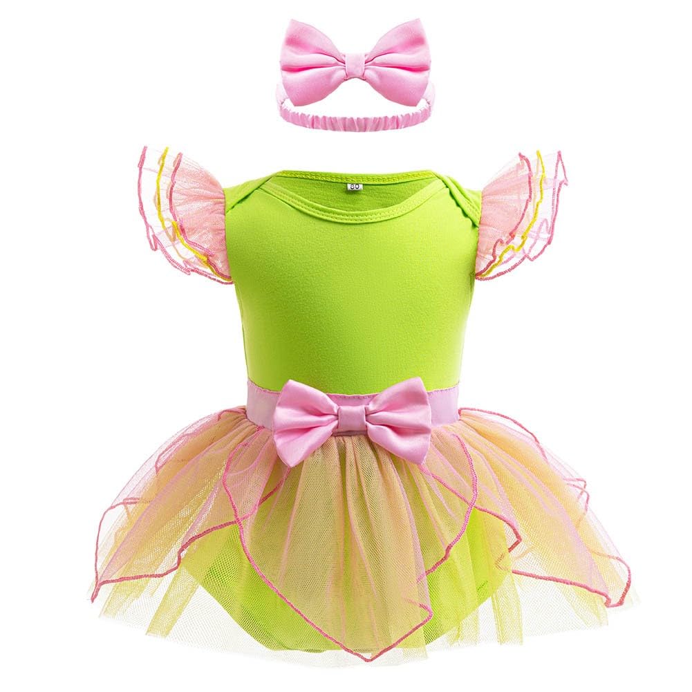 NEWEPIE Flower Fairy Princess Costume for Baby Girls Halloween Outifts Birthday Romper Tutu Dress w/Headband