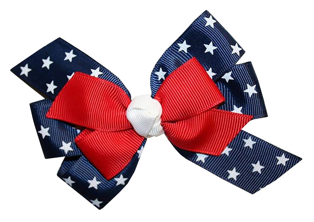 Webb Direct2U Wd2U Baby Girls 4.5' Red White Blue Star Spangled Patriotic Hair Bow Stretch Headband