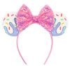 Lifetools-Lt Blue Ears Headbands With Pink Bow & Shiny Sequins & Doughnut, For Women Disneyland Costume Christmas Cosplay Glitte