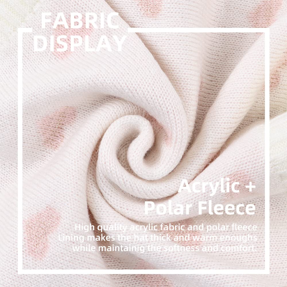 Jangannsa Knitted Baby Hat Scarf Set Winter Warm Boys Girls Beanie Fleece Lining Toddler Kids Hats With Pompom (White Heart Hat,