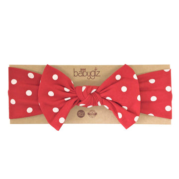 Babygiz Baby Girl Headbands-Infant,Toddler Cotton Handmade Hairbands With Bows Child Hair Accessories (Red With White Polka Dots