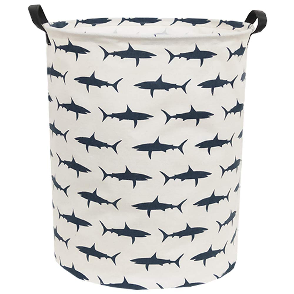 Sanjiaofen Kids Laundry Hamper,Canvas Shark Hamper Collapsible Boys Storage Baskets For Shark Room Decor,Nursery Hamper,Toy Orga