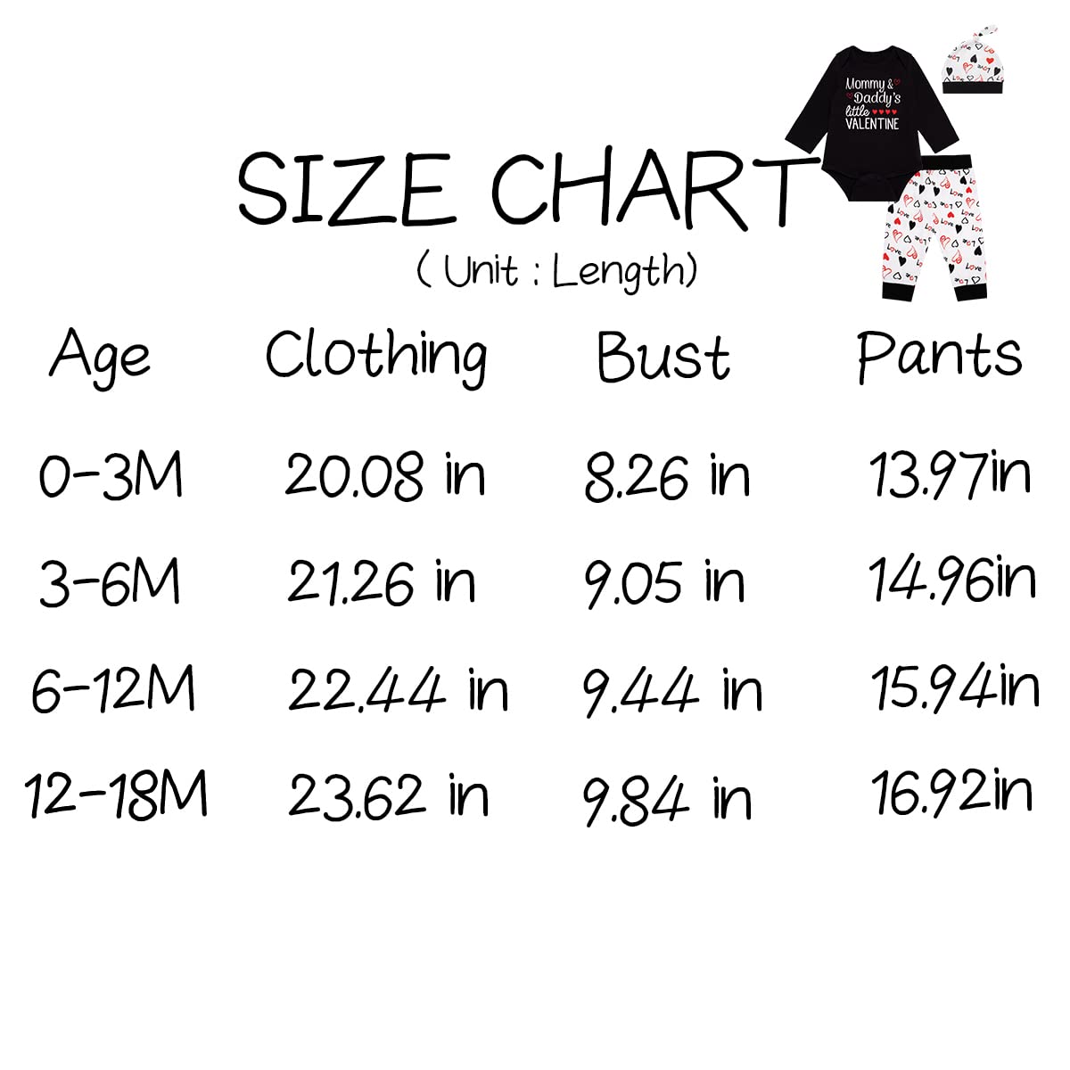 Lensous Newborn Infant Baby Boys Girls Mommy&Daddy'S Little Valentine Outfits Romper Pants Set(Black,12-18Months)