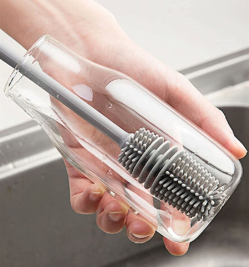 Kbs Bottle Cleaning Brush Silicone Long Handle For Water Bottle Narrow Neck Containers Vase And Glass Sports Bottle Cleaner For