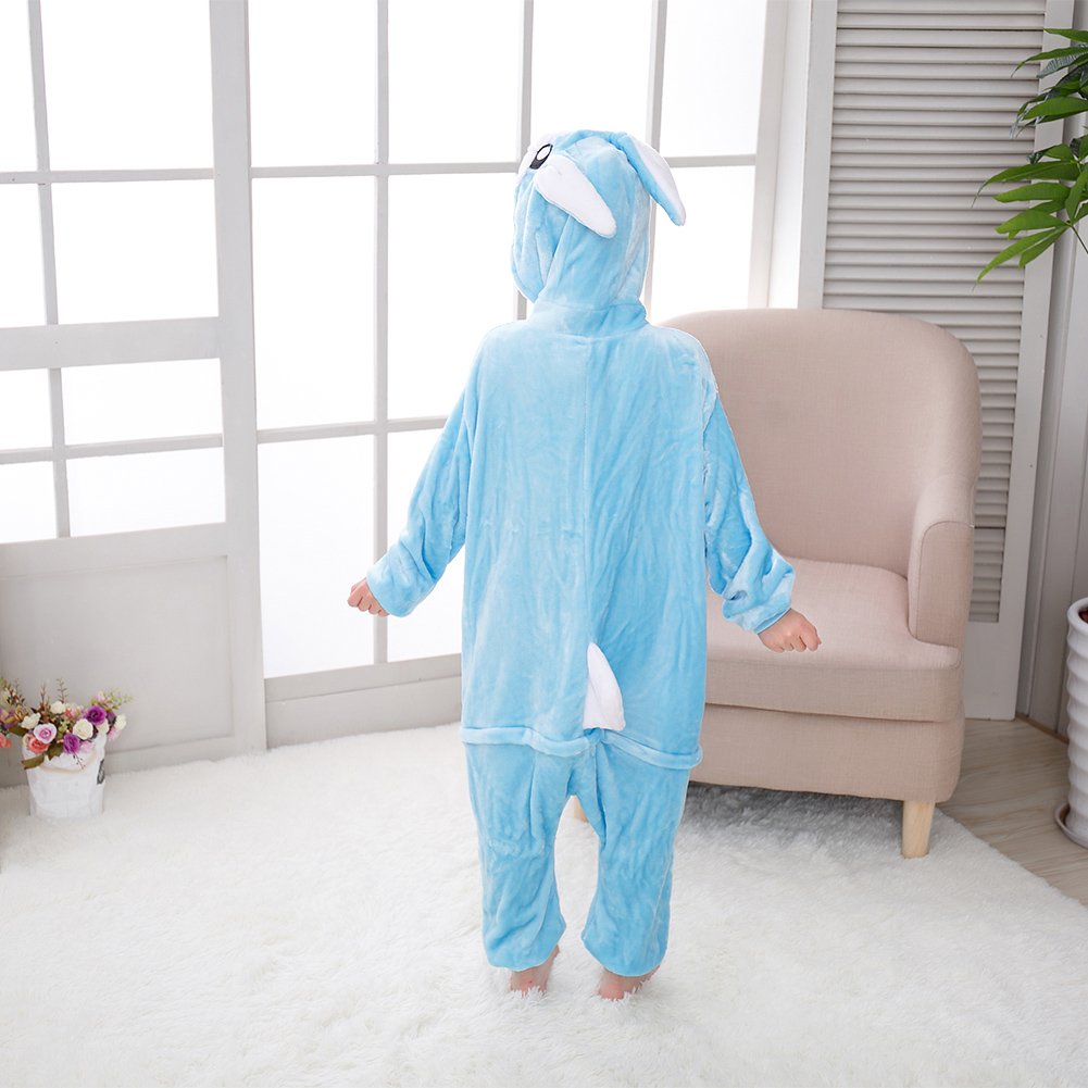 Wafunne Kids Rabbit Costume Cosplay Halloween Easter Animal Onesie For Boys Girls Child Blue Bunny S