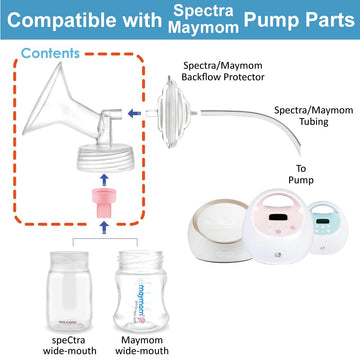 Maymom Pump Part Compatible With Spectra/Ameda Luna Pumps, Syngery Gold; Incl Wide Mouth Flange 21 Mm Valve; Not Original Spectr