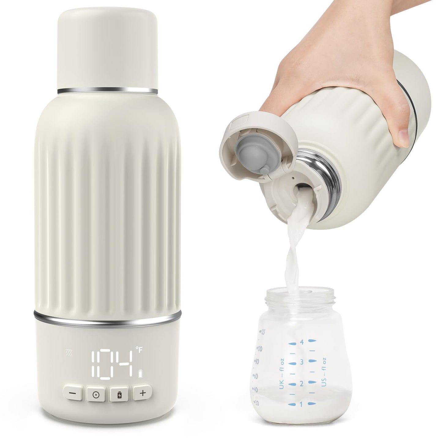 Portable Bottle Warmer for Travel, 2.5 Min Fast Heating for Breast Milk and Formula, Portable Milk Warmer with 10400mAh Long Bat